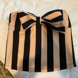 Seduction Pink and Black Strapless Striped Top